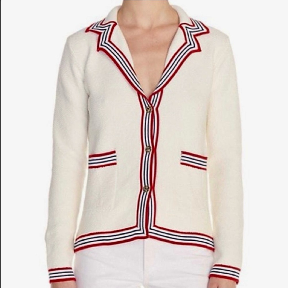 Sandro Nautical Style Cardigan in white size 0/XS